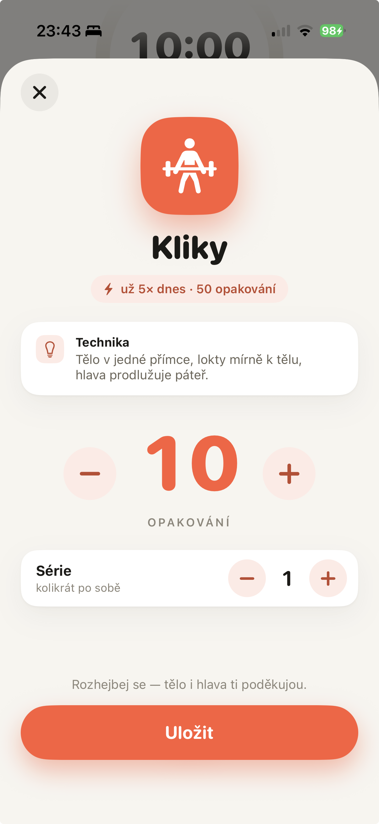 Logování cviku