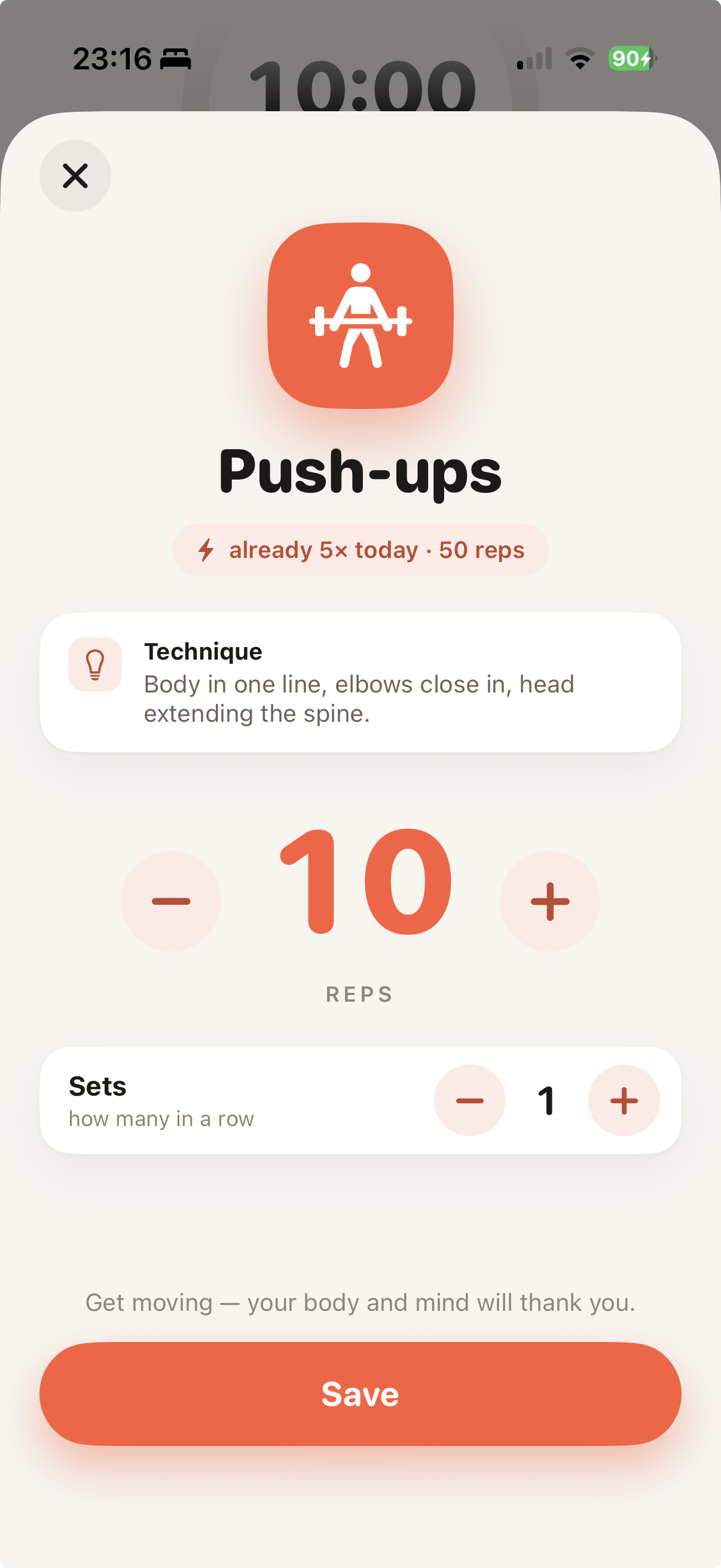 Logging an exercise